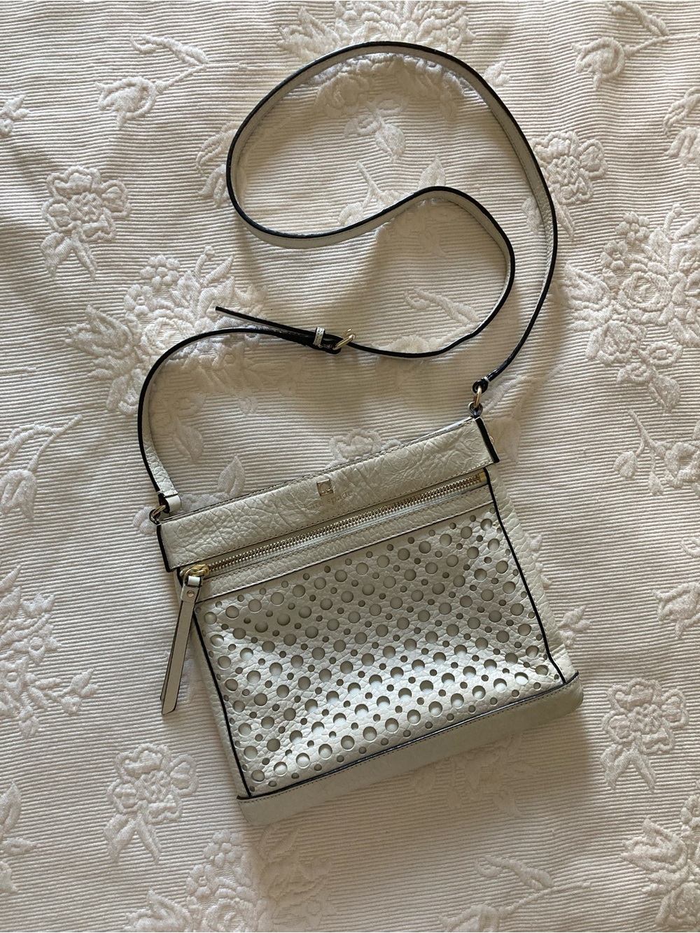 kate spade Perforated Light Gray Crossbody Bag